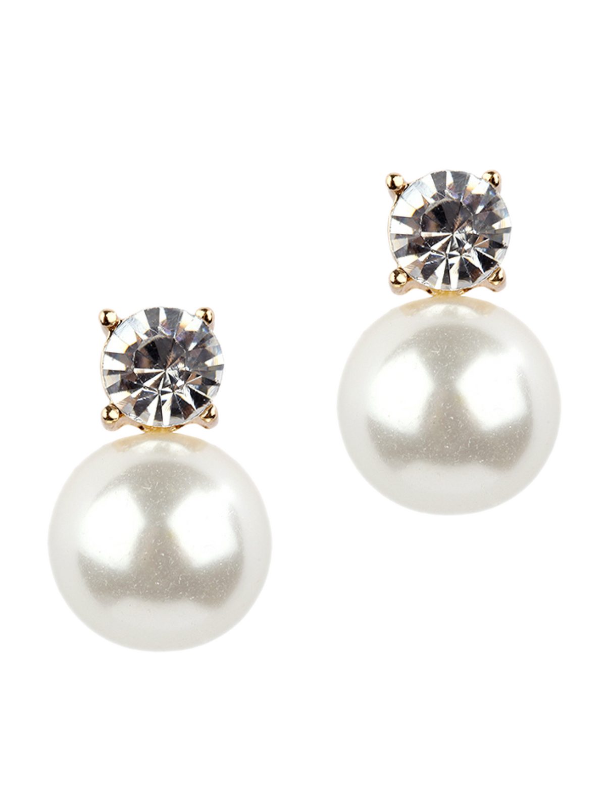 Rhinestone Pearl Post Earrings