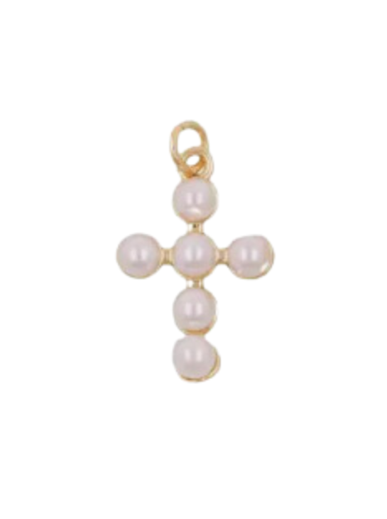 Small Pearl Cross Charm