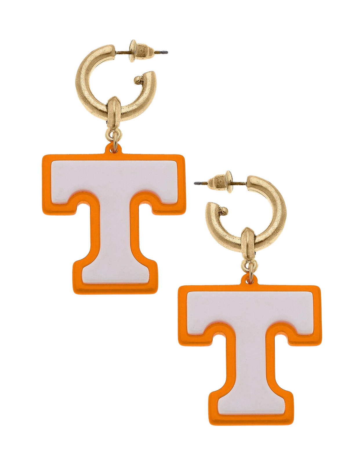 Tennessee Vols Resin Logo Drop Hoop Earrings