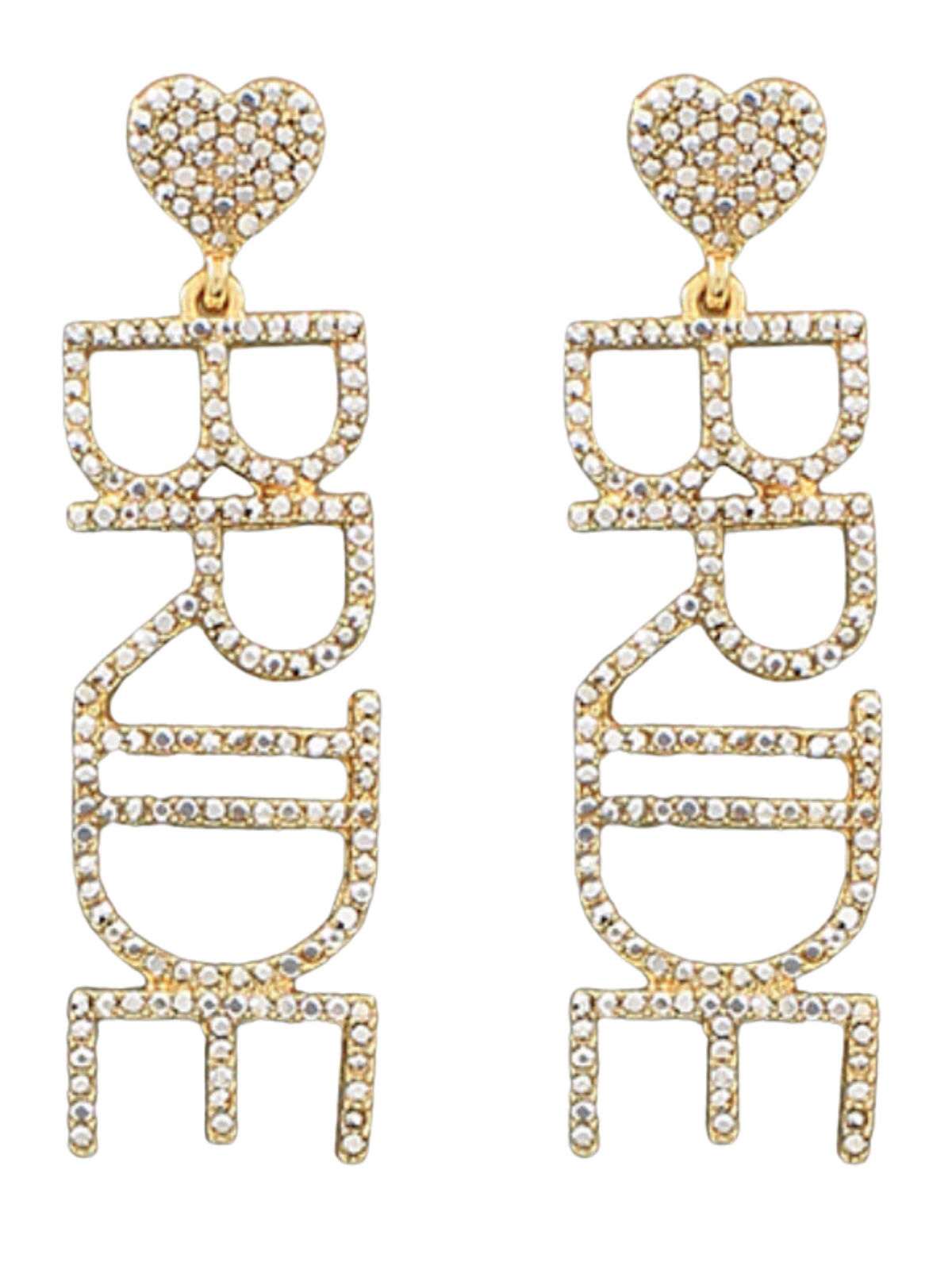 Rhinestone Heart Bride Earrings