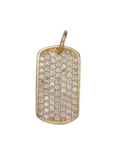 Stone Dog Tag Charm