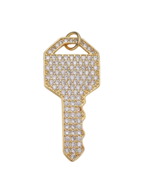 Stone Inlaid Key Charm