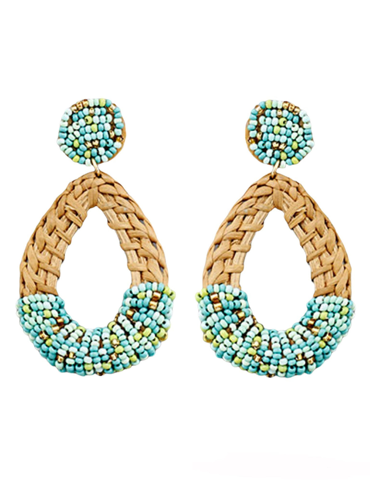 Lattan Mint Teardrop Bead Earrings