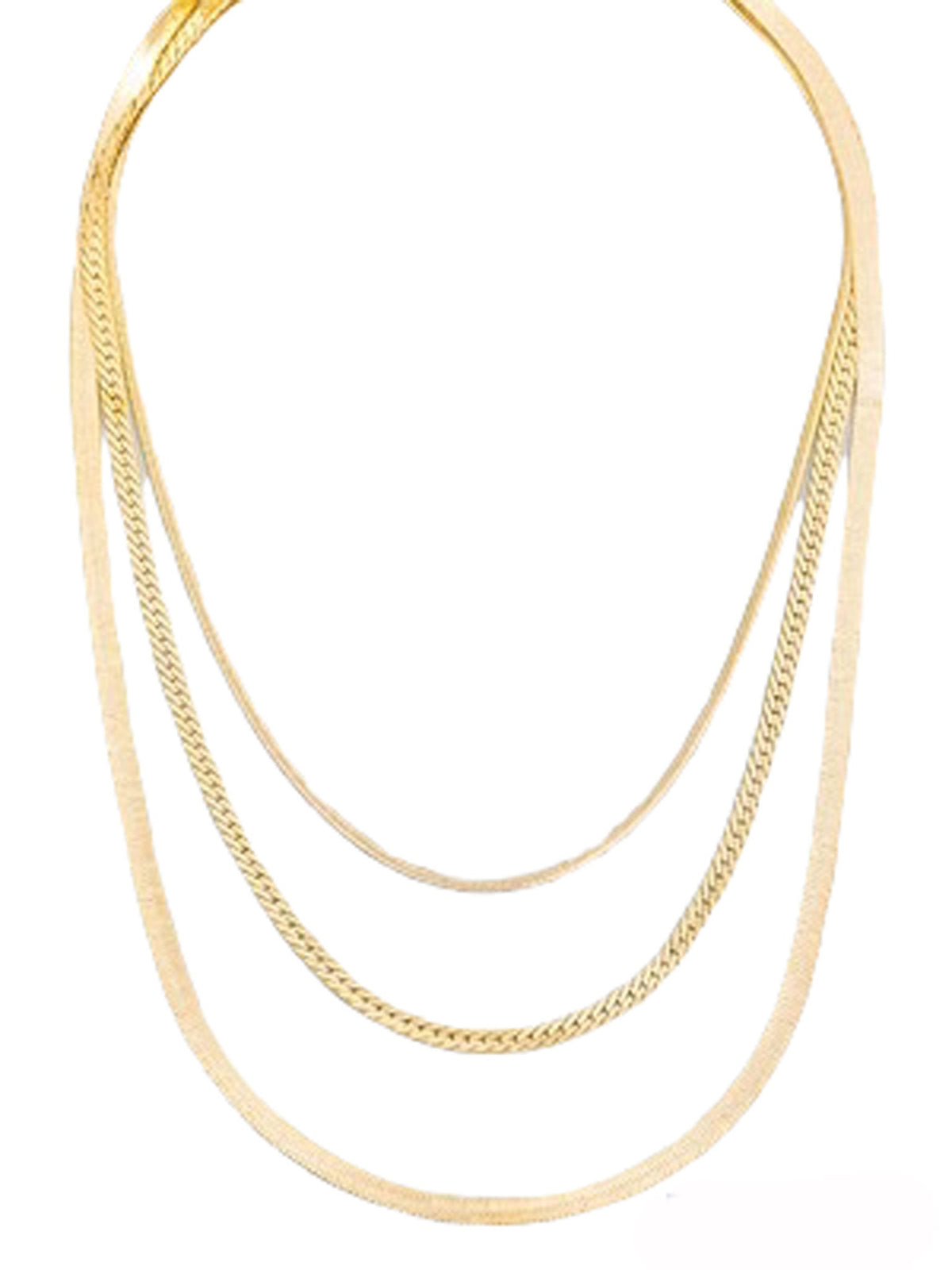 Layered Herringbone Chain Link Necklace