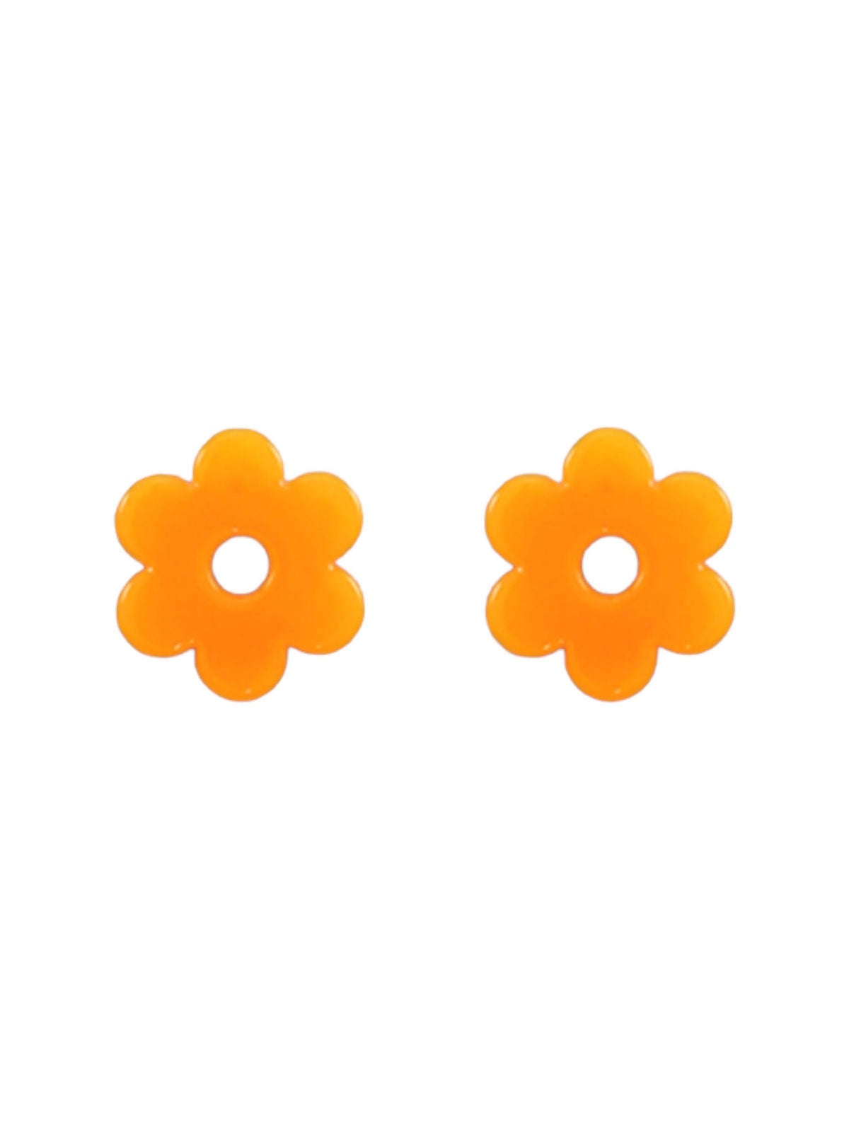 Small Orange Flower Stud Earrings