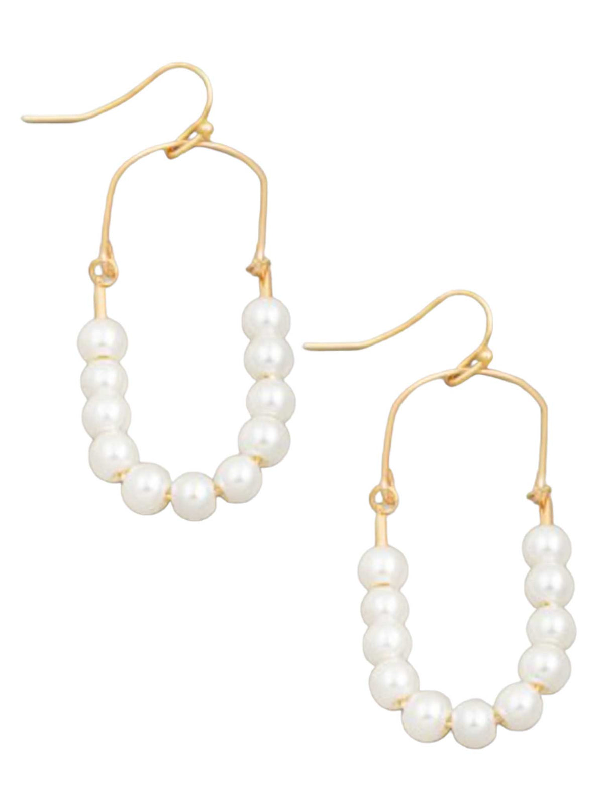 Pearl Bead Oval Cutout Drop Earrings