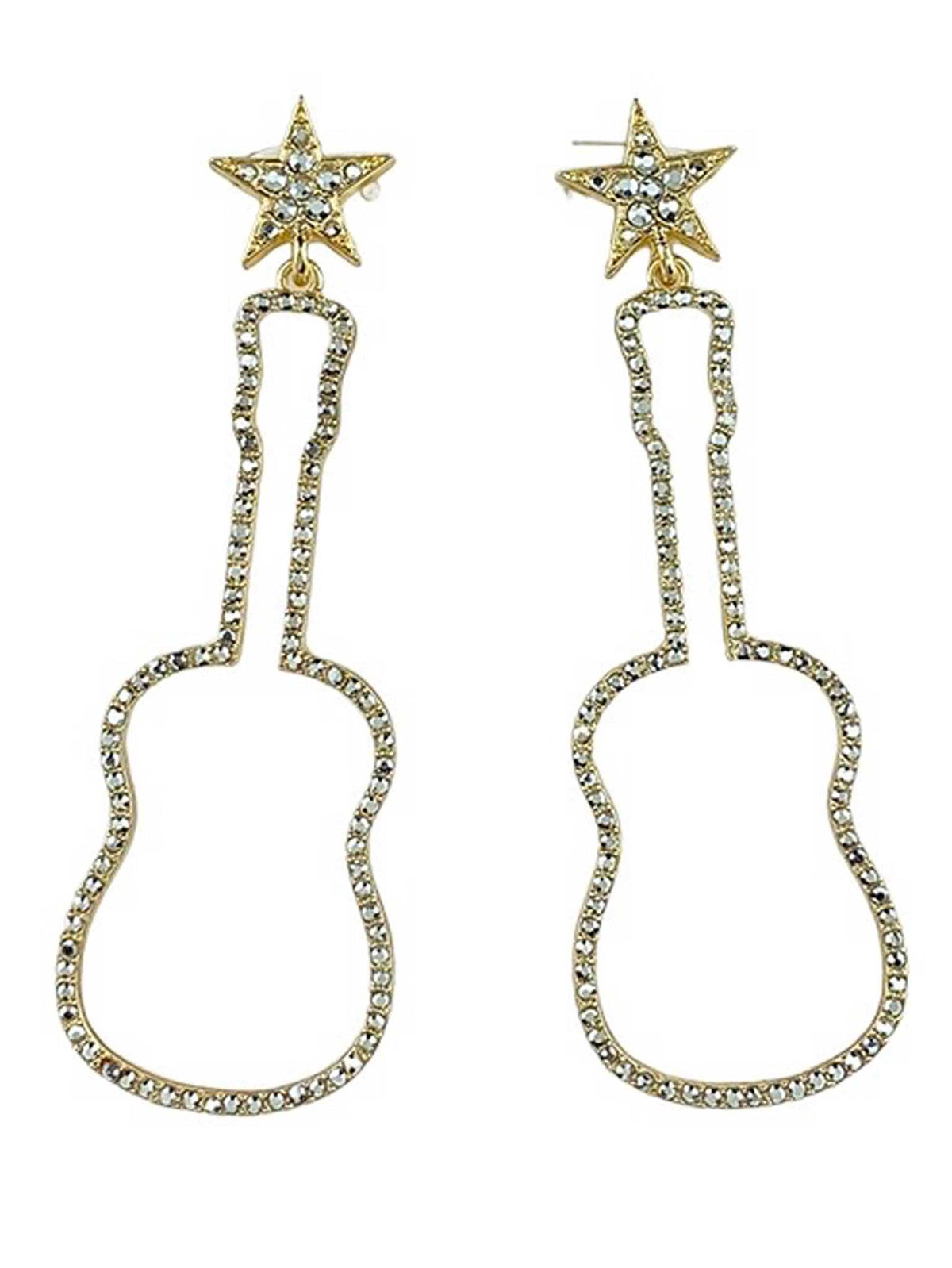 Pave Stone Guitar Earrings